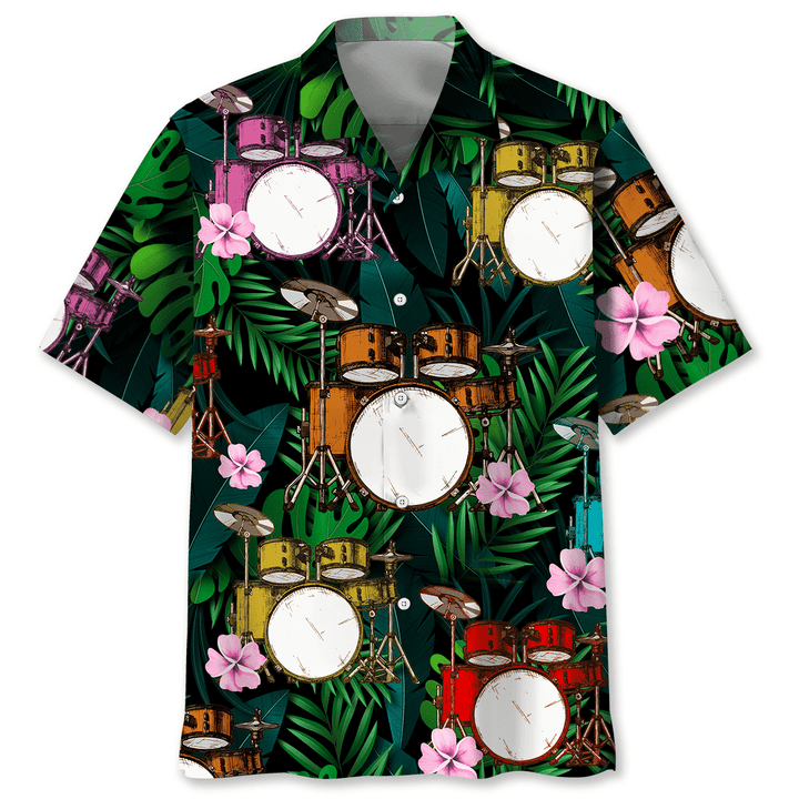 Drum Tropical Hawaiian Shirt/ Short Sleeve Summer Vacation Beach Shirts for men