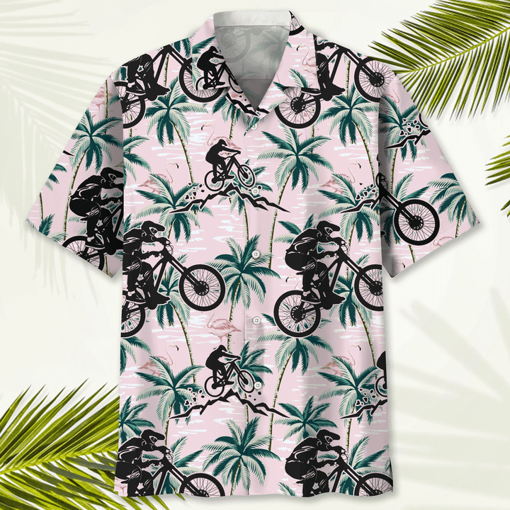 Mountain Bike Seamless Pattern Hawaiian Shirt/ Men