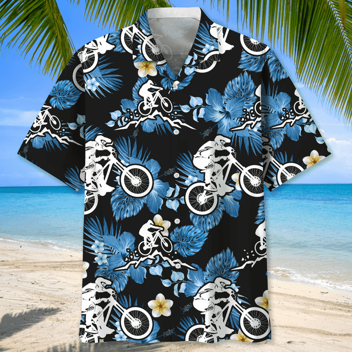 Mountain Bike Nature Hawaiian Shirt/ Short Sleeve Summer Vacation Beach Shirts for men