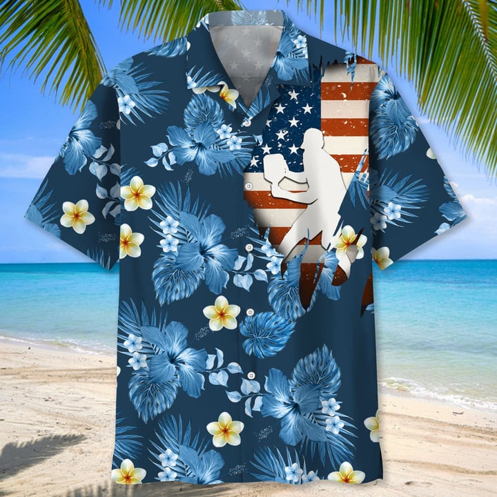 Pickleball Usa Red Tropical Hawaiian Shirt/ Tropical Aloha Shirts Short Sleeve Beach Holiday Casual Shirts