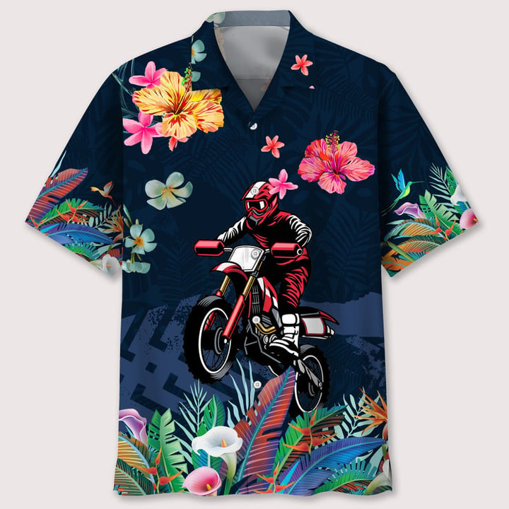 Motocross Love Tropical Hawaiian Shirt/ Short Sleeve Summer Vacation Beach Shirts for men