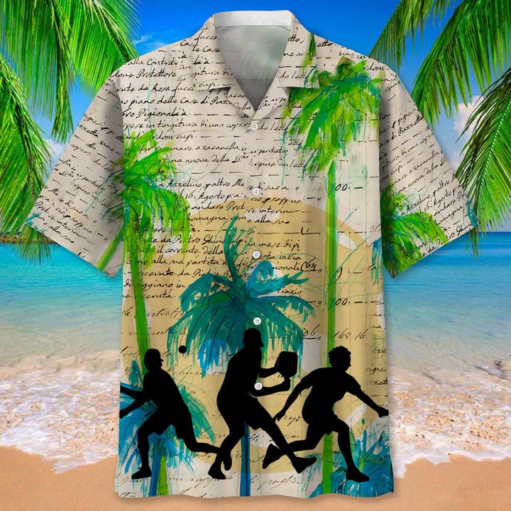 Pickleball Usa Red Tropical Hawaiian Shirt/ Tropical Aloha Shirts Short Sleeve Beach Holiday Casual Shirts