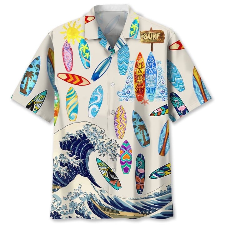 Surfing White Lovers Hawaiian Shirt/ Men''s Unisex Summer Beach Casual Short Sleeve Summer Vacation Beach Shirts