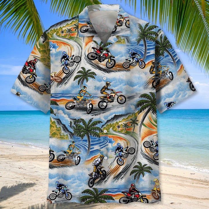 Motocross Vintage Hawaiian Shirt/ Motocross Shirt Short Sleeve/ Moto Dirt Bike Race Day Shirts