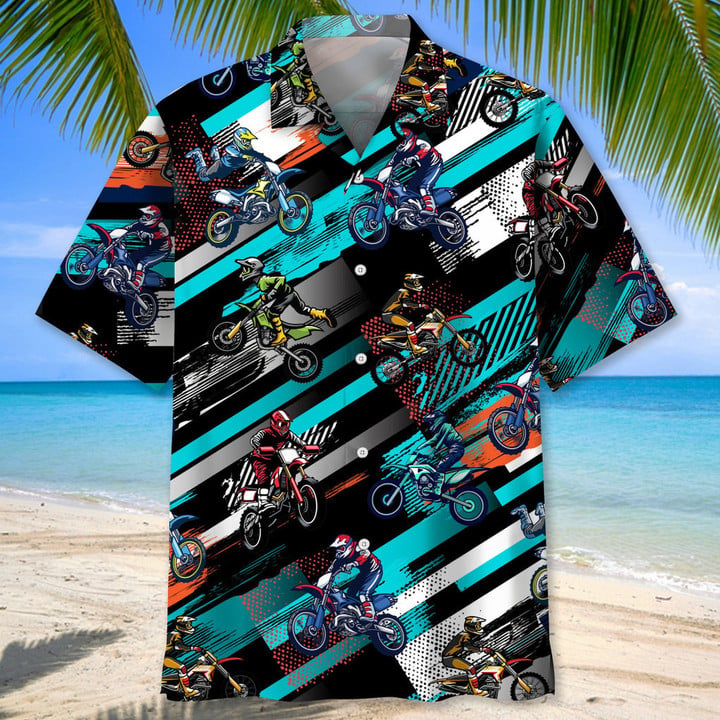 Motocross Vintage Hawaiian Shirt/ Motocross Shirt Short Sleeve/ Moto Dirt Bike Race Day Shirts