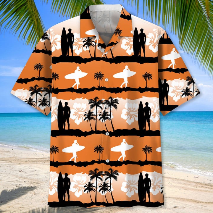 Surfing Hawaiian Nature Hawaiian Shirt/ Aloha Shirts Short Sleeve Beach Holiday Casual Shirts