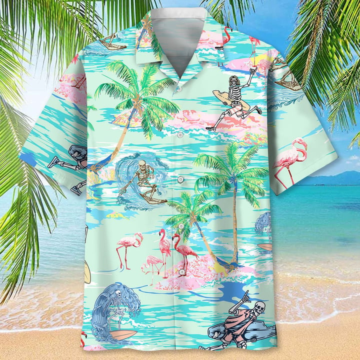 Surfing Hawaiian Nature Hawaiian Shirt/ Aloha Shirts Short Sleeve Beach Holiday Casual Shirts