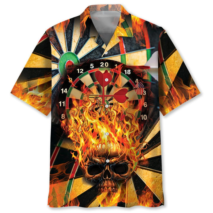 Darts Skull Hawaiian Shirt/ Gift for dart lover
