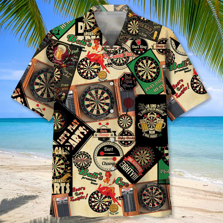 Darts Vintage Hawaiian Shirt/ Darts team Hawaiian shit for men/ Gift for Darts player