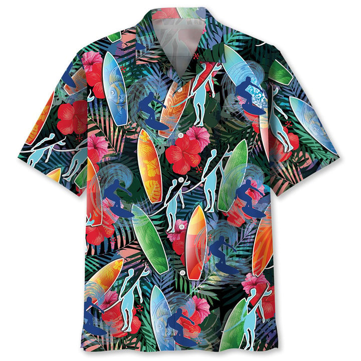 Surfing Ocean Hawaiian Shirt/ Unisex Summer Beach Casual Short Sleeve Summer Vacation Beach Shirts