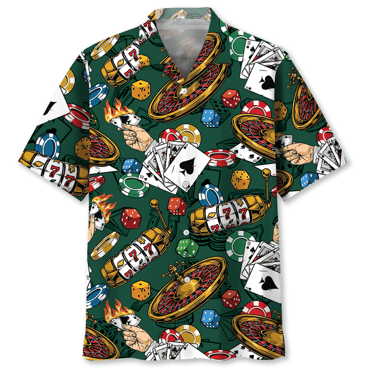 Casino Skull Hawaiian Shirt/ Unisex Summer Beach Casual Short Sleeve Summer Vacation Beach Shirts