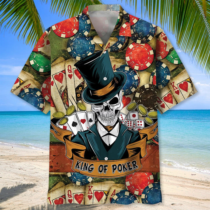 Casino Skull Hawaiian Shirt/ Unisex Summer Beach Casual Short Sleeve Summer Vacation Beach Shirts