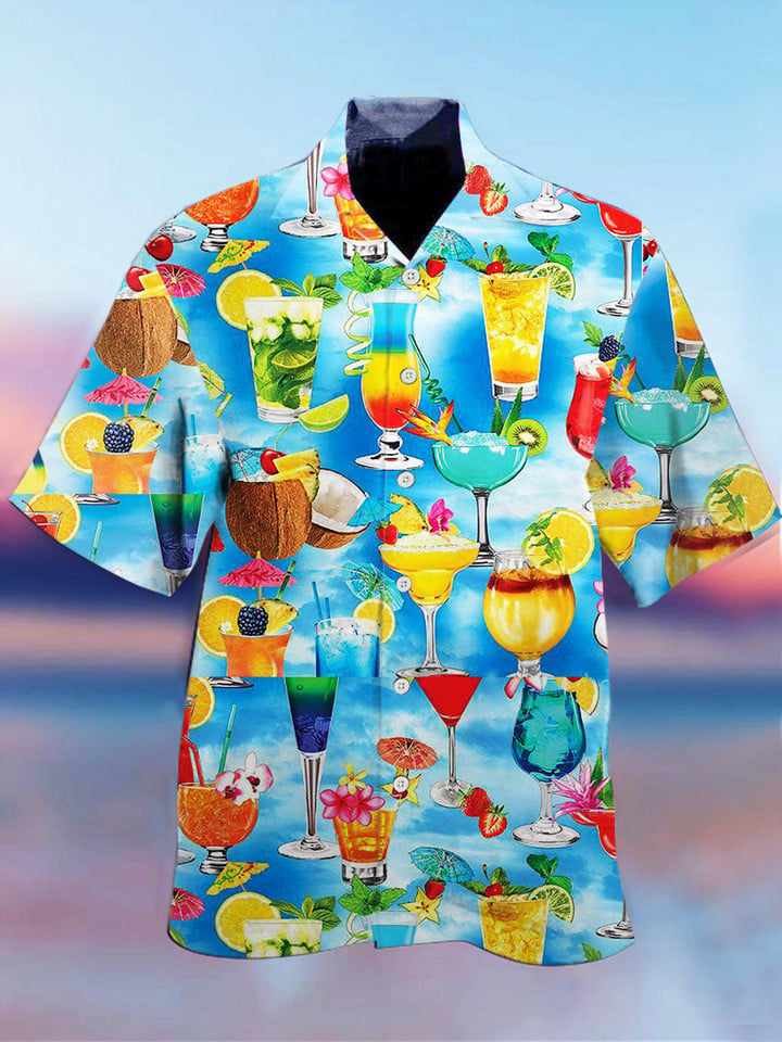 Cocktail Hawaiian Shirt/ Aloha Hawaii Shirt/ Gift For Summer Holidays/ Summer Gift For Women