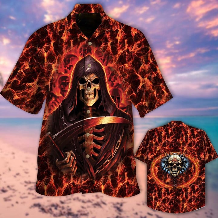 Skull Hook Fir Hawaiian Shirt/ Hawaii Shirt For Halloween/ Hawaiian Shirt Short Sleeves