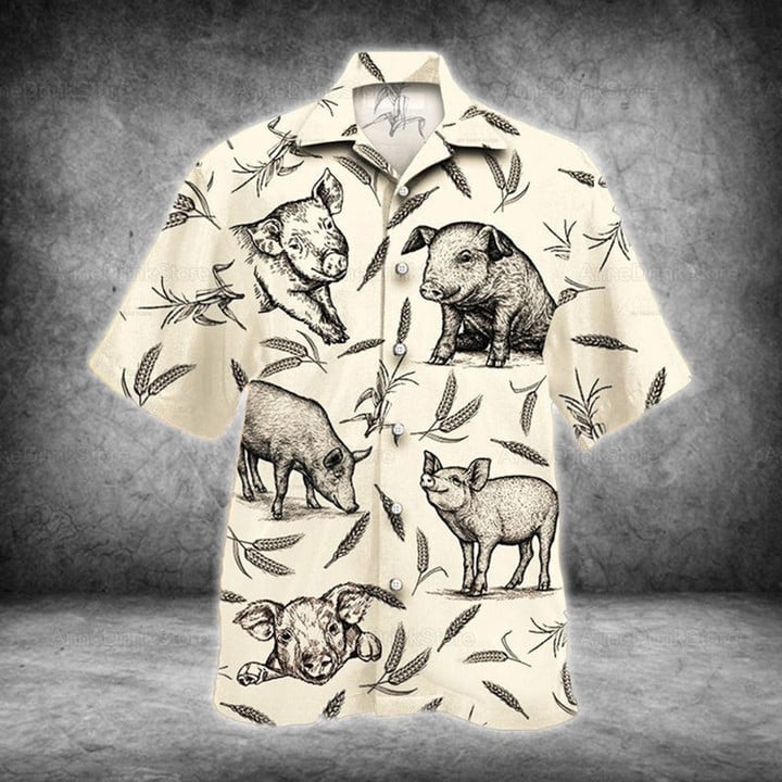 Pig Hawaiian Shirt/ Pig Summer Shirts/ Aloha Hawaiian Shirts For Men// New Hawaiian Shirt