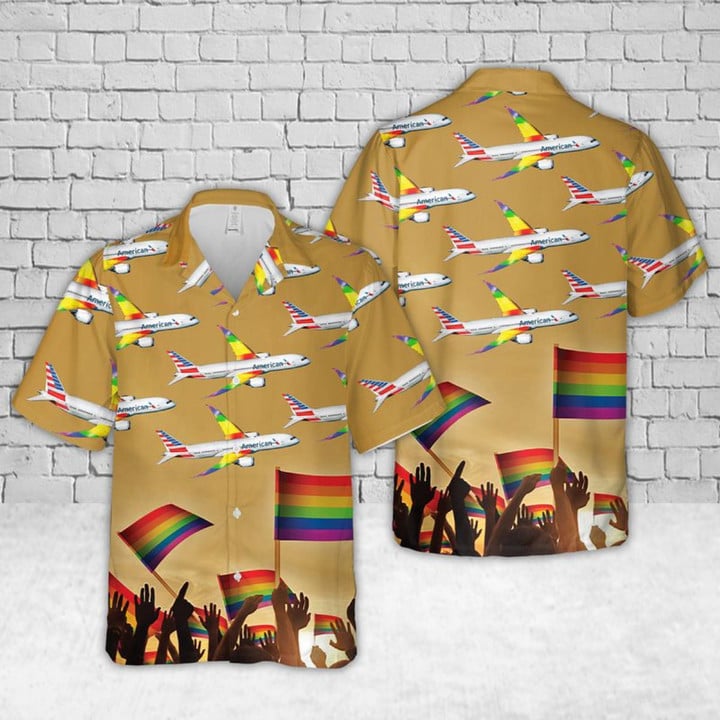 Gay Pride Hawaiian Shirt/ American Airlines Fly With Pride Hawaiian Shirt/ Pride Hawaiian Shirt/ Haiwaiian Shirt