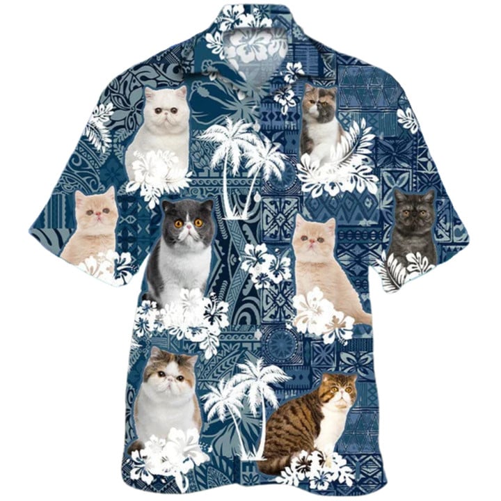 Exotic Shorthair Hawaiian Shirt/ Aloha Beach Shirt For Cat Lovers/ Cat In Hawaiian Shirt/ Aloha Hawaiian Shirt
