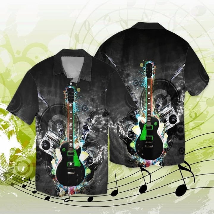 3d Full Printed Electric Guitar Hawaiian Shirt/ Music Party Guitarist Hawaiian Shirts
