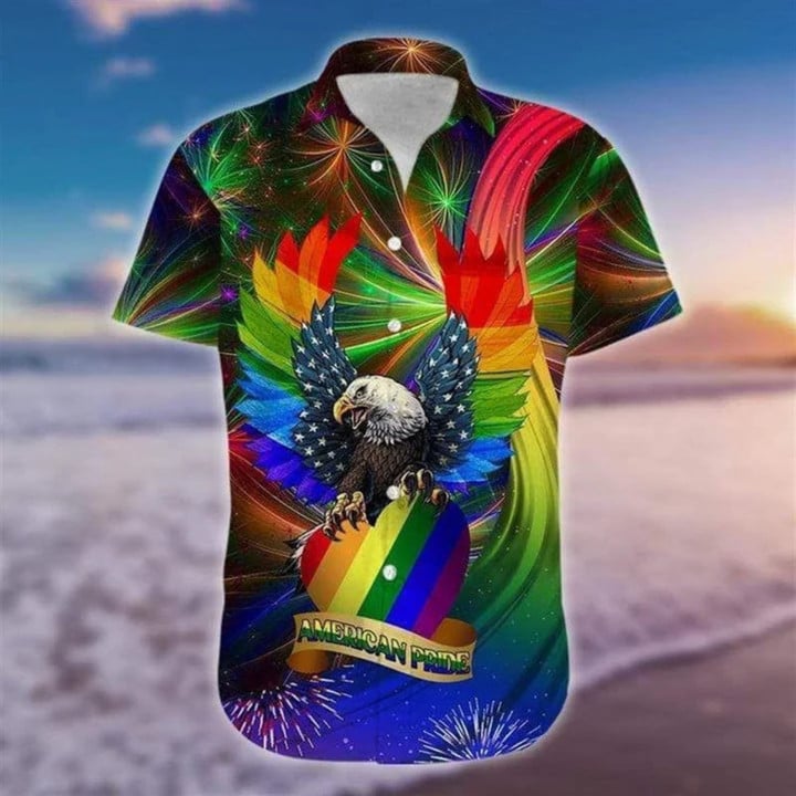 Beach Shirt Hawaii Shirt Lgbt American Pride/ Aloha Shirt/ Gay Hawaiian Shirts/ Pride Hawaiian Shirt/ Beach Party Shirt