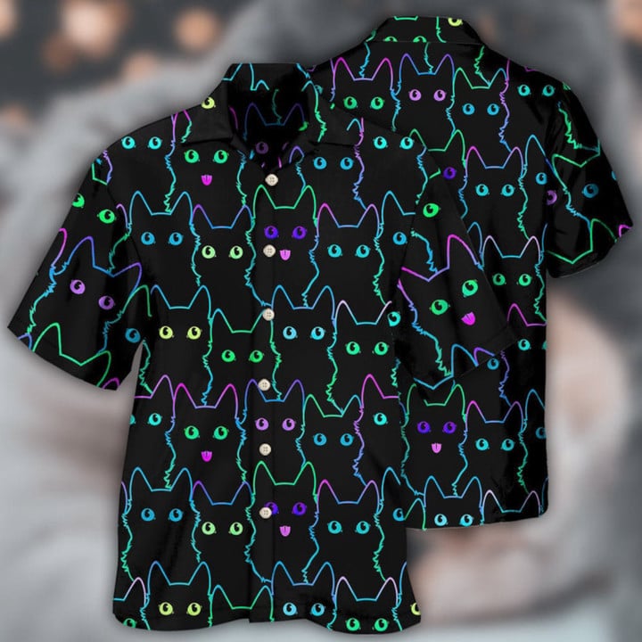 Cute Kitty Hawaiian Shirt/ Lovely Cat Full Printed Hawaiian Shirt/ Outfit For Animal Lovers/ Hawaiian 3d Funny Shirt