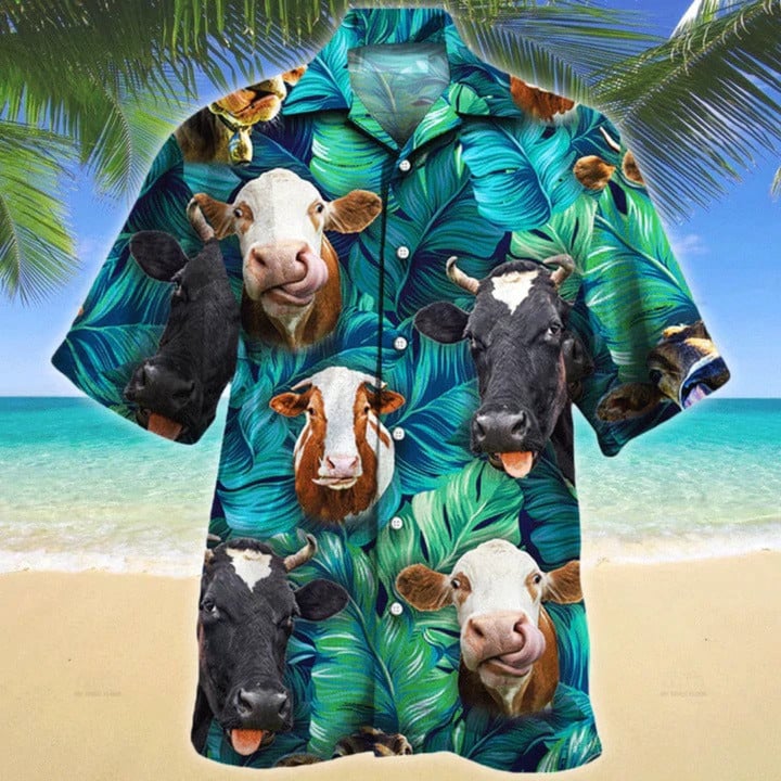 Cow Lovers Gift Hawaiian Shirt/ Cow Hawaii Aloha Beach Shirts For Men And Woman/ Summer Hawaii Shirt/ Unisex Hawaiian Shirt