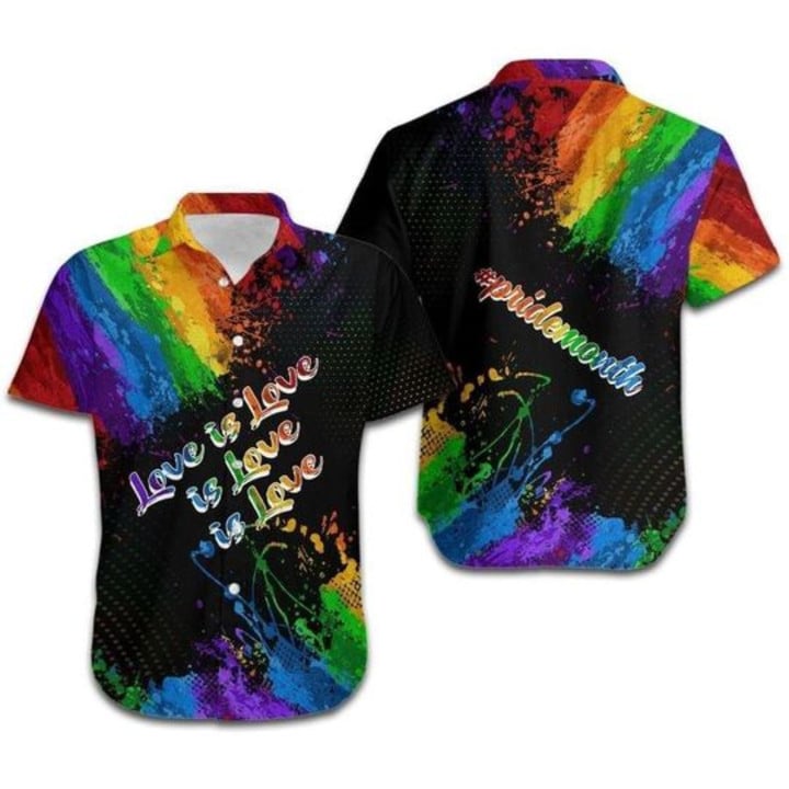 Love Is Love Lgbt Pride Hawaiian Shirt/ Love Is Love Rainbow Hawaiian Shirt/ Pride Month Gift/ Full 3d Printed Shirt For Summer