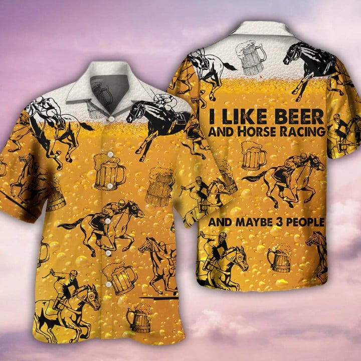 Horse Racing And Beer Hawaiian Shirt Gift For Horse Lover Beer Party/ Summer Gift For Women - Men
