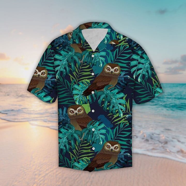 Owl Hawaiian Shirt/ Aloha Hawaiian Shirts/ Short Sleeve Hawaiian Shirt For Unisex/ Haiwaiian Shirt