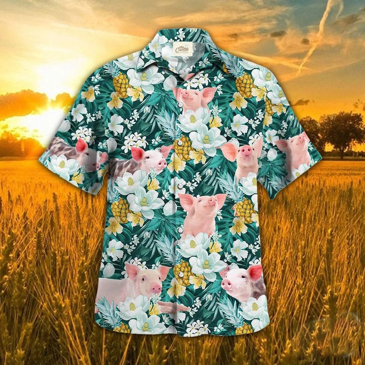 Pig Hawaiian Shirts For Men And Women/ Pig Tropical Pineapple Fruit Hawaiian Shirt For Summer/ Beach Shirt