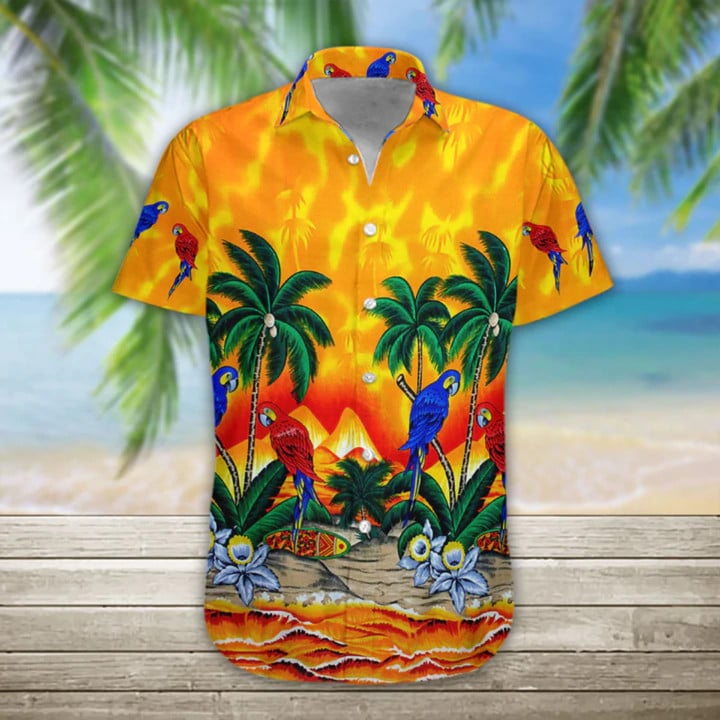 3d Parrot Hawaii Shirt/ Men''s Hawaiian Shirt Casual Button Down Shirts/ Short Sleeve Hawaiian Shirts For Men