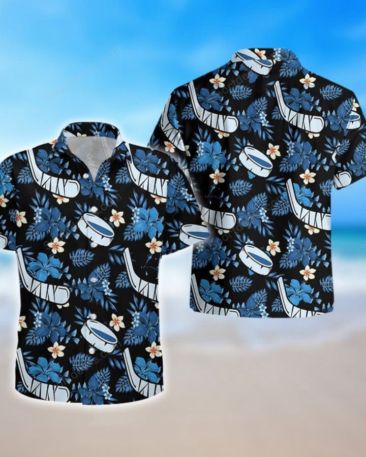 Hockey - Floral Hawaiian Shirt/ Summer Gift/ Hawaiian Shirts For Men/ Aloha Beach Shirt/ Hawaiian Shirt For Summer