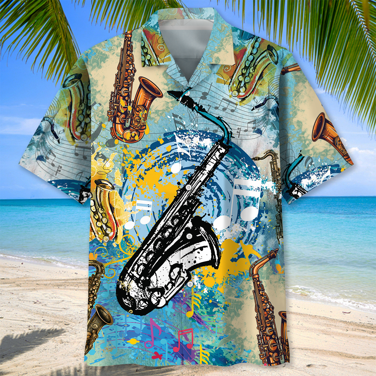 Saxophone Color Hawaiian Shirt