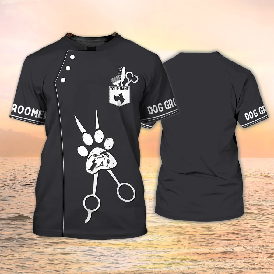Personalized 3D All Over Print Black Dog Groomer Shirt Men Women/ Paw Dog Groomer/ Grooming Apparel