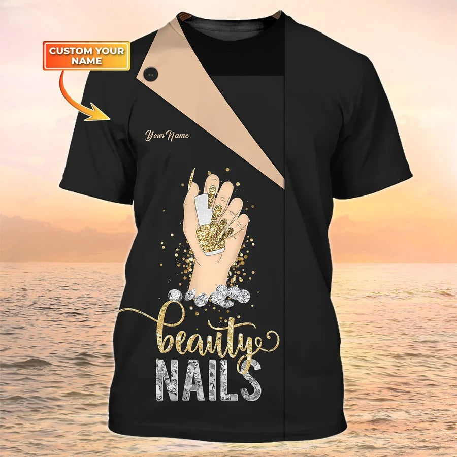 Nail Salon Uniform Nail Technician Personalized 3D Shirt Beauty Nails