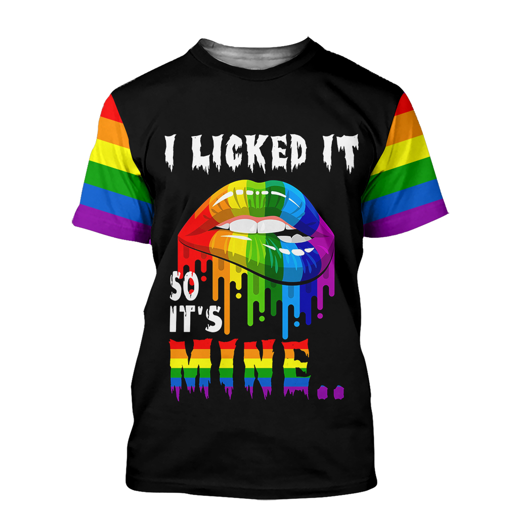 I Lick It So Its Mine Rainbow Lip LGBT Pride Gift 3D All Over Print Shirt