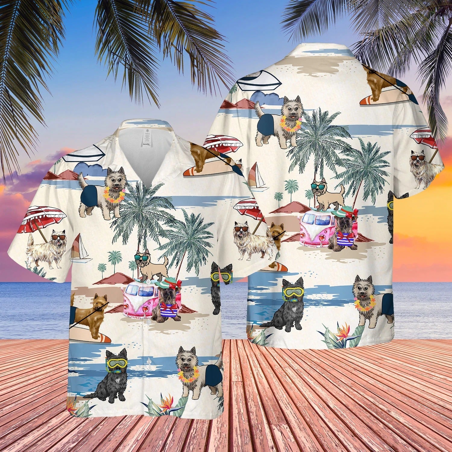 Cairn Terrier Summer Beach Hawaiian Shirt/ Short Sleeve Dog Aloha Beach Shirt For Men And Woman