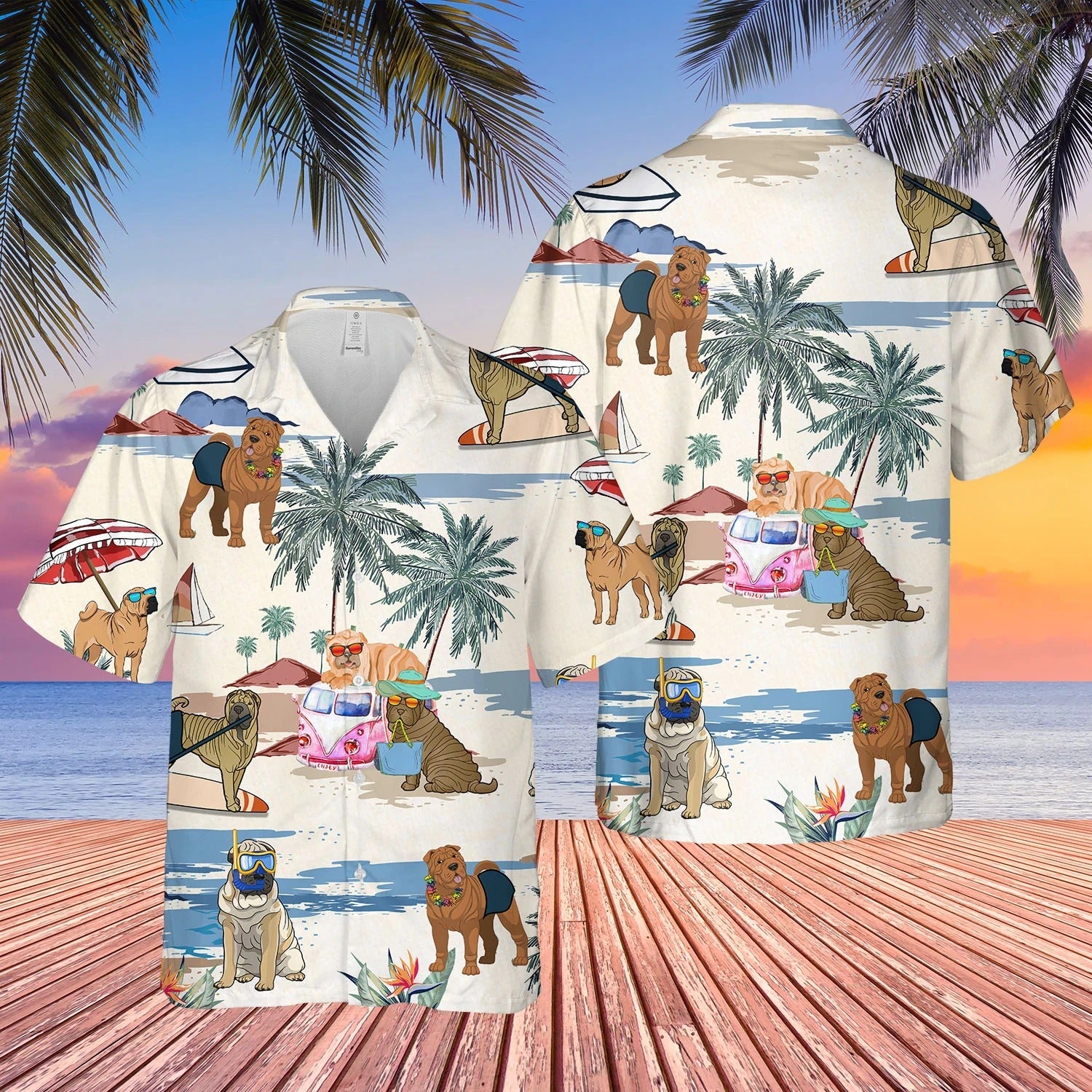 Shar Pei Summer Beach Hawaiian Shirt/ Cool Aloha Hawaii Shirt For Travel Summer