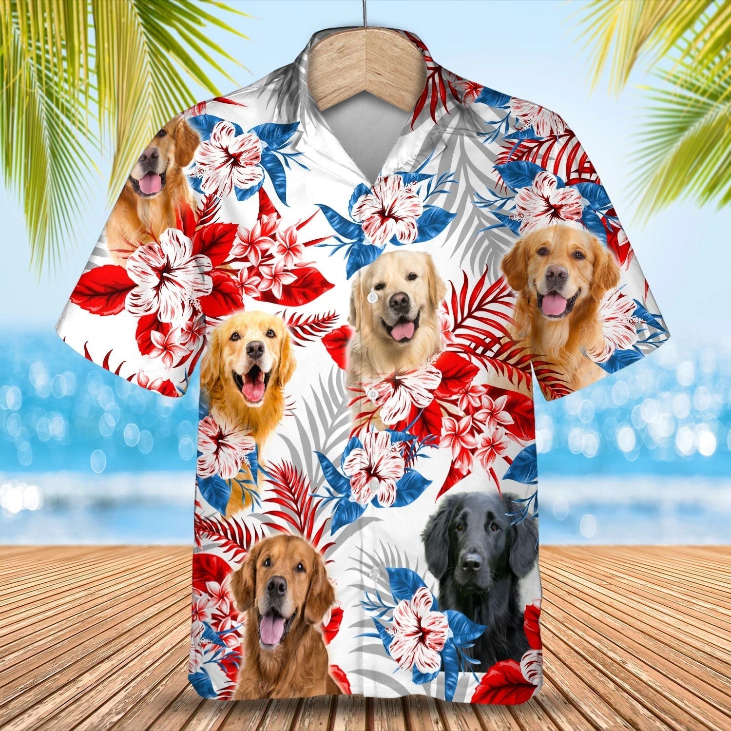 Golden Retriever Hawaiian Shirt/ Aloha Beach Shirt For Dog Lover/ Summer Cool Hawaii Shirts For Adult