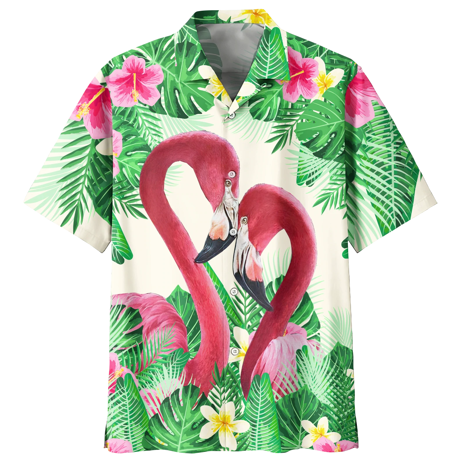 Flamingo Hawaiian Shirt/ Flowers Flamingo Aloha Shirt/ Men