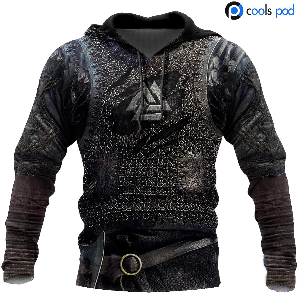 Black Vikings Armor Hoodie/ 3D Full Printed Viking On Hoodies/ Vikings Clothings