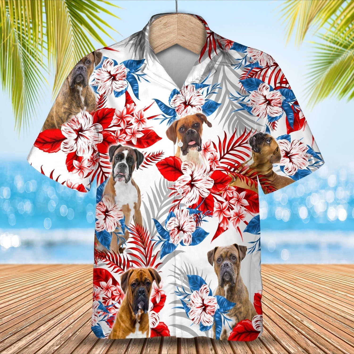 Boxer Hawaiian Shirt/ Cool Hawaii Aloha Beach Shirts For Dog Lovers/ Dog In Hawaiian Shirt