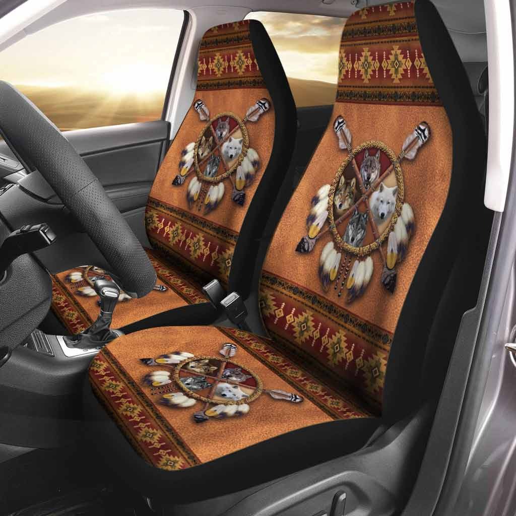 Native Pride American Indian Car Seat Covers With Leather Pattern Print