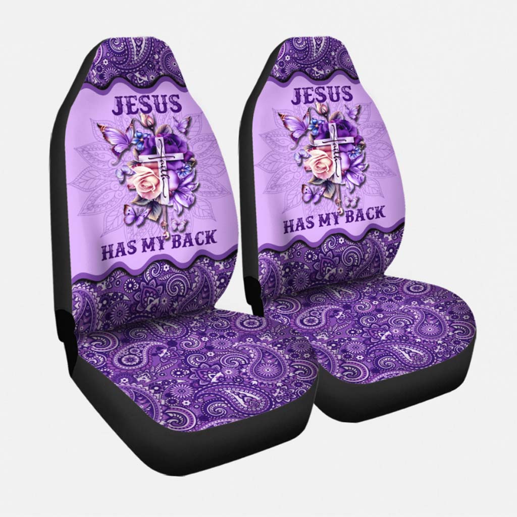 Purple Front Car Seat Cover/ Women Car Seat Cover/ Jesus Has My Back Christian Seat Covers
