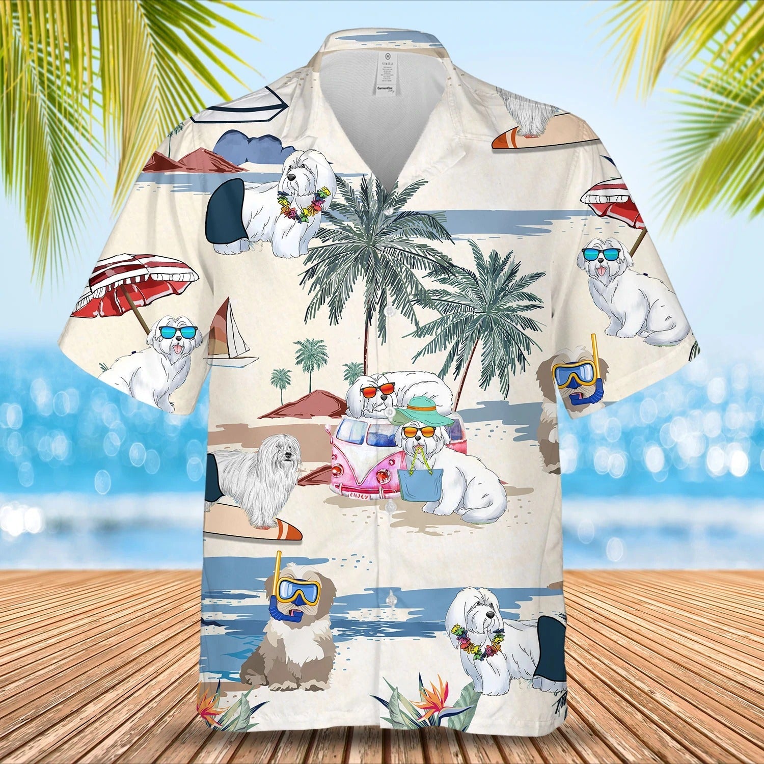Coton De Tulear Summer Beach Hawaiian Shirt/ Short Sleeve Dog Aloha Beach Shirt For Men And Woman