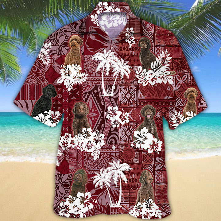 Australian Labradoodle Hawaiian Shirt/ Dog Aloha Beach Shirt With Red Tribal
