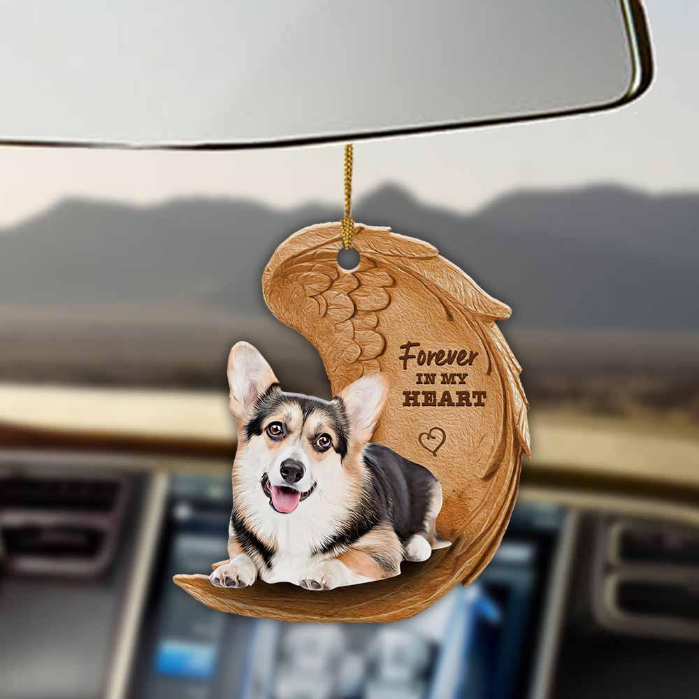 Tricolor Corgi Forever In My Heart Car Mirror Interior Hanging Ornament Dog Ornament Coolspod