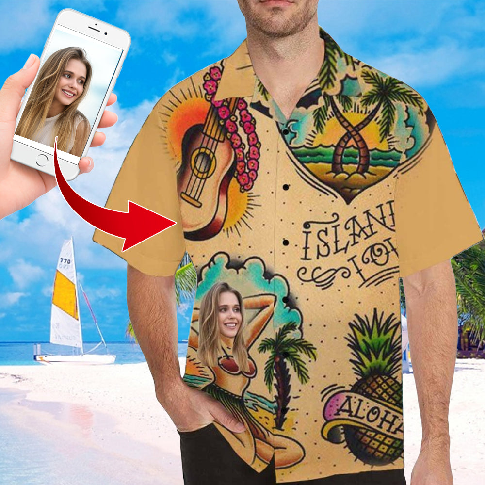 Custom Face Hawaiian Shirt Funny Face Photo Hawaiian Shirt for Husband Personalized Hawaiian Shirt Photo Tropical Aloha Shirt For Men