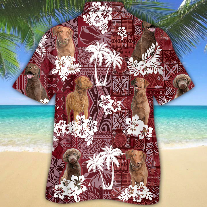 Chesapeake Bay Retriever Red Hawaiian Shirt/ Gift for Dog Lover Shirts/ Animal Summer Shirts/ Hawaiian Shirt Men