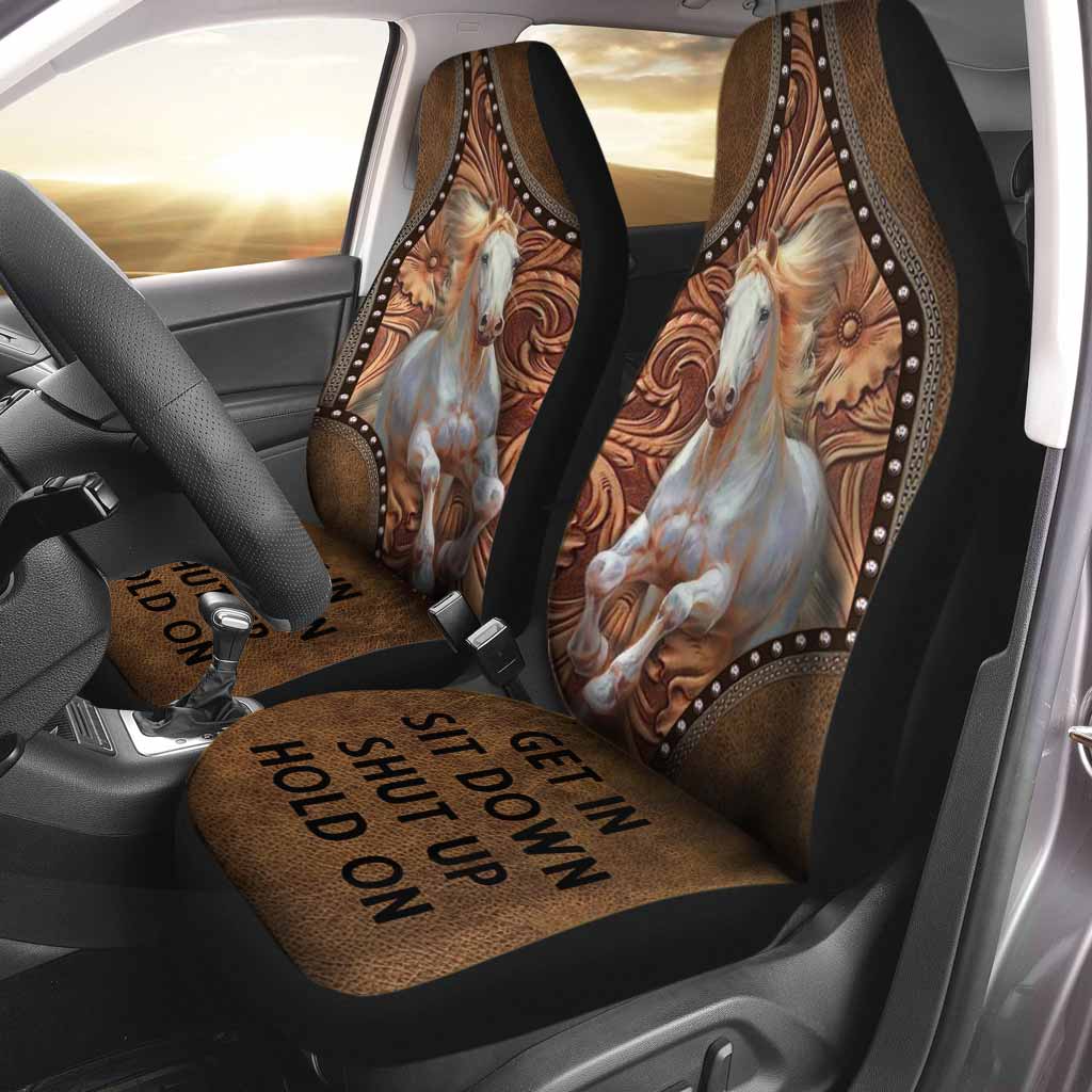 Horse Seat Covers For Car With Leather Pattern Print