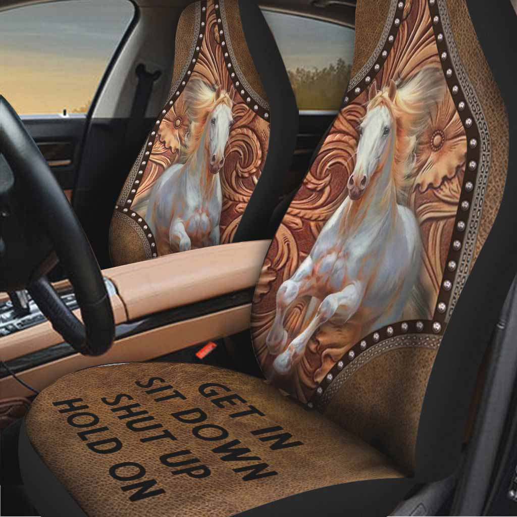 Horse Seat Covers For Car With Leather Pattern Print